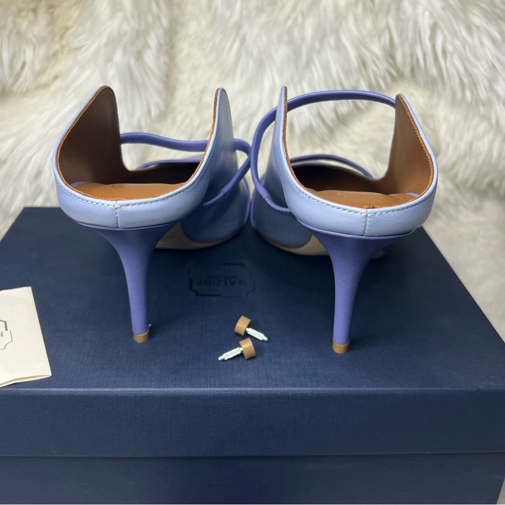 Malone Souliers Maureen Leather Dual-band 70mm Blue Mules Pump SZ 42.5EU/12.5US - Picture 5 of 11